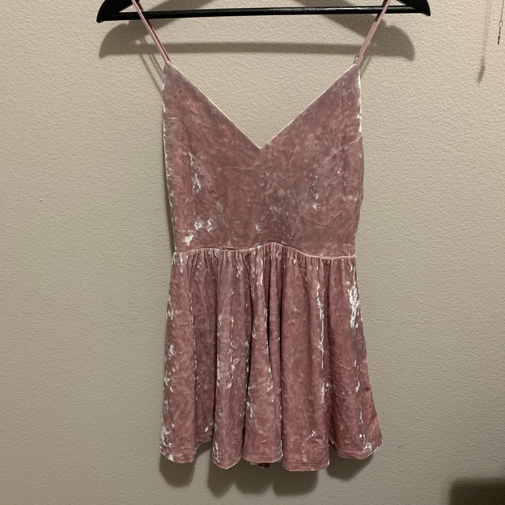 Light Pink Crushed Velvet Romper